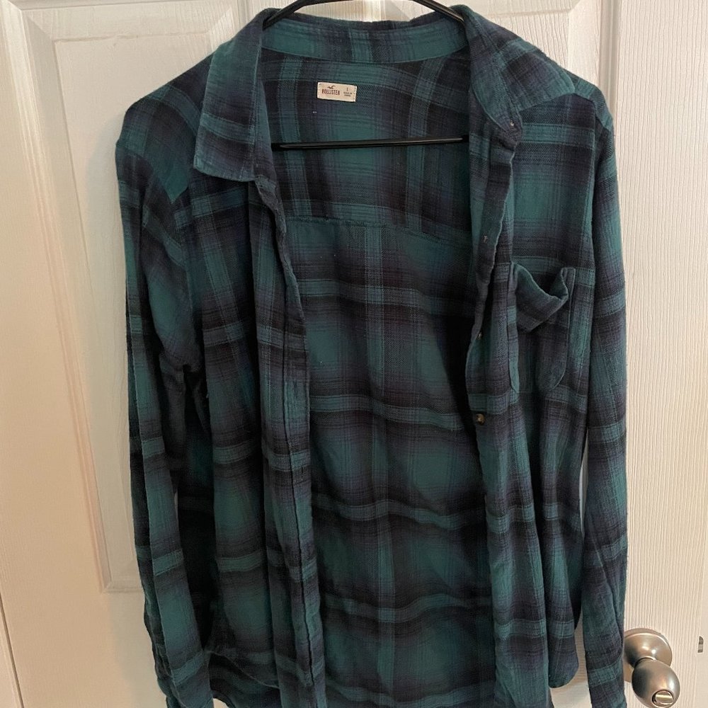 Hollister Flannel (Green/Blue) Size Large
